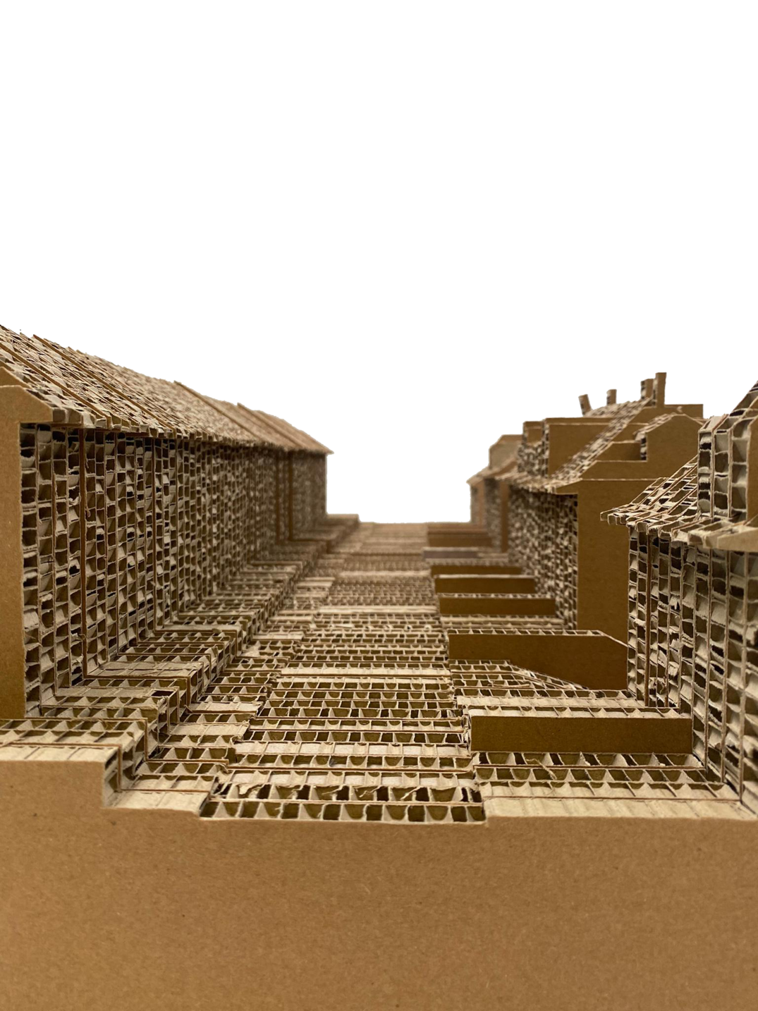 model-corrugated-cardboard-architecture-project-site-model